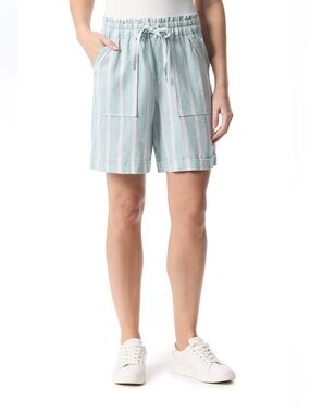 Gloria Vanderbilt Mint and White Striped Drawstring Shorts